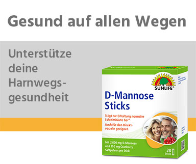 SUNLIFE® D-Mannose 2000 mg 20 Sticks Blasen-Gesundheit Harnwegsbeschwerden Harnblase Blase Nahrungsergänzung + L-Ascorbinsäure Natrium Riboflavin-5 Phosphat