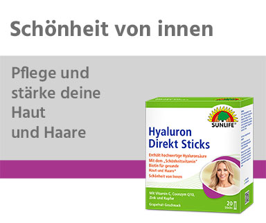 SUNLIFE® Hyaluron Direkt Sticks mit Biotin Coenzym Q10 Straffe Haut Haare Nägel Feuchtigkeitsspeichernd Falten