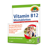 SUNLIFE® Vitamin B12 Minitabletten hochdosiert Nervensystem Herz Gehirnfunktion + Aminosäuren & Vitamin B1 B2 B6