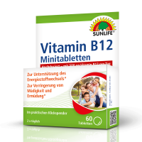 SUNLIFE® Vitamin B12 Minitabletten hochdosiert Nervensystem Herz Gehirnfunktion + Aminosäuren & Vitamin B1 B2 B6