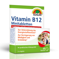 SUNLIFE® Vitamin B12 Minitabletten hochdosiert Nervensystem Herz Gehirnfunktion + Aminosäuren & Vitamin B1 B2 B6