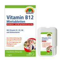 SUNLIFE® Vitamin B12 Minitabletten hochdosiert Nervensystem Herz Gehirnfunktion + Aminosäuren & Vitamin B1 B2 B6