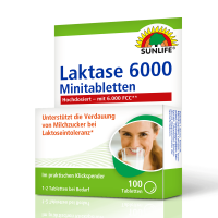 SUNLIFE® Laktase 6000 FCC Minitabletten 100 Stk Laktose-Intoleranz Laktoseabbau Milchzuckerabbau Milchzuckerunverträglichkeit