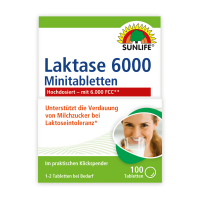 SUNLIFE® Laktase 6000 FCC Minitabletten 100 Stk Laktose-Intoleranz Laktoseabbau Milchzuckerabbau Milchzuckerunverträglichkeit