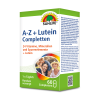 SUNLIFE® A-Z + Lutein Tabletten Rundumversorgung Nährstoffe Immunsystem Lutein Gesundheit Vitalität Nahrungsergänzung + 24 Vitamine Mineralien Spurenelemente