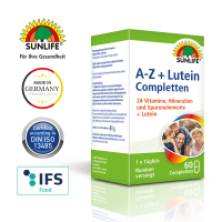 SUNLIFE® A-Z + Lutein Tabletten Rundumversorgung Nährstoffe Immunsystem Lutein Gesundheit Vitalität Nahrungsergänzung + 24 Vitamine Mineralien Spurenelemente