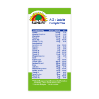 SUNLIFE® A-Z + Lutein Tabletten Rundumversorgung Nährstoffe Immunsystem Lutein Gesundheit Vitalität Nahrungsergänzung + 24 Vitamine Mineralien Spurenelemente