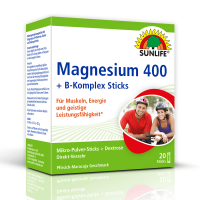 SUNLIFE® Magnesium 400 B-Komplex Sticks Pfirsich-Maracuja Muskeln Knochen Energie + Vitamin C E & Melisse