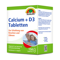 SUNLIFE® Calcium + Vitamin D3 Tabletten hochdosiert Erhalt von Knochen & Zähnen 400 mg Calcium, 5 mg Vitamin D3