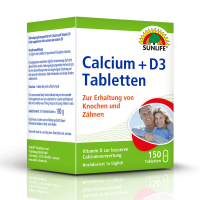 SUNLIFE® Calcium + Vitamin D3 Tabletten hochdosiert Erhalt von Knochen & Zähnen 400 mg Calcium, 5 mg Vitamin D3