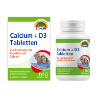 SUNLIFE® Calcium + Vitamin D3 Tabletten hochdosiert Erhalt von Knochen & Zähnen 400 mg Calcium, 5 mg Vitamin D3