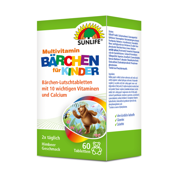 SUNLIFE® Multivitamin Bärchen Lutschtabletten Kinder Gesundheit Rundumversorgung + 10 Vitamine & Kalzium