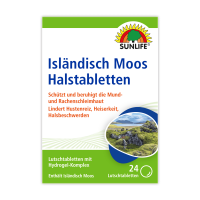 SUNLIFE® Halstabletten Isländisch Moos 24 Stk Husten Heiser trockene Schleimhaut Reiz Erkältung Halsschmerzen