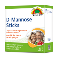 SUNLIFE® D-Mannose 2000 mg 20 Sticks Blasen-Gesundheit Harnwegsbeschwerden Harnblase Blase Nahrungsergänzung + L-Ascorbinsäure Natrium Riboflavin-5 Phosphat