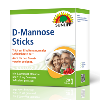 SUNLIFE® D-Mannose 2000 mg 20 Sticks Blasen-Gesundheit Harnwegsbeschwerden Harnblase Blase Nahrungsergänzung + L-Ascorbinsäure Natrium Riboflavin-5 Phosphat