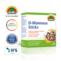 SUNLIFE® D-Mannose 2000 mg 20 Sticks Blasen-Gesundheit Harnwegsbeschwerden Harnblase Blase Nahrungsergänzung + L-Ascorbinsäure Natrium Riboflavin-5 Phosphat