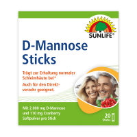 SUNLIFE® D-Mannose 2000 mg 20 Sticks Blasen-Gesundheit Harnwegsbeschwerden Harnblase Blase Nahrungsergänzung + L-Ascorbinsäure Natrium Riboflavin-5 Phosphat