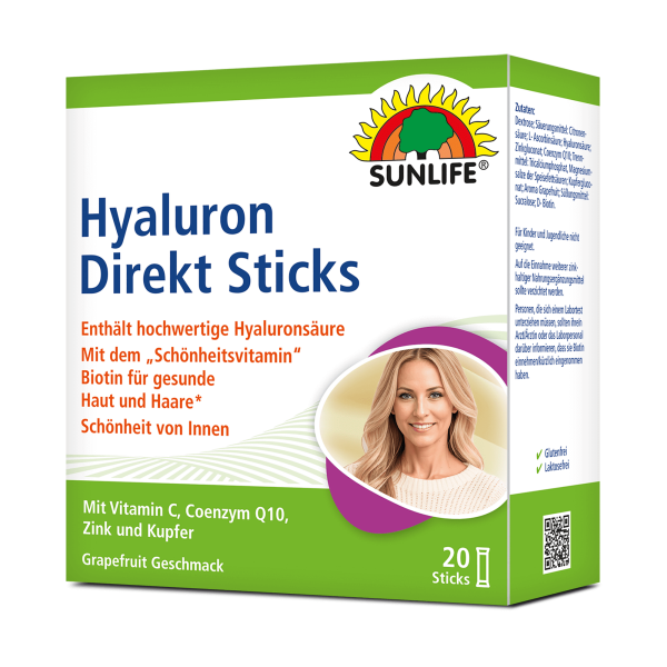 SUNLIFE® Hyaluron Direkt Sticks mit Biotin Coenzym Q10 Straffe Haut Haare Nägel Feuchtigkeitsspeichernd Falten