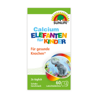 SUNLIFE® Calcium Elefanten Kinder 60 Lutschtabletten Knochen Kalzium Gesundheit Entwicklung Zähne Zahngesundheit Wachstum Kinder