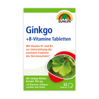 SUNLIFE® Ginkgo Biloba Extrakt100 mg + B-Vitamine Tabletten Nevensystem Stoffwechsel
