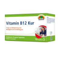 SUNLIFE® Vitamin 25µg B12 Kur 10x8ml Ampullen hochdosiert Energie & Nervensystem Unterstützung + vegane Nährstoffe & Vitalboost