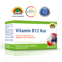 SUNLIFE® Vitamin 25µg B12 Kur 10x8ml Ampullen hochdosiert Energie & Nervensystem Unterstützung + vegane Nährstoffe & Vitalboost