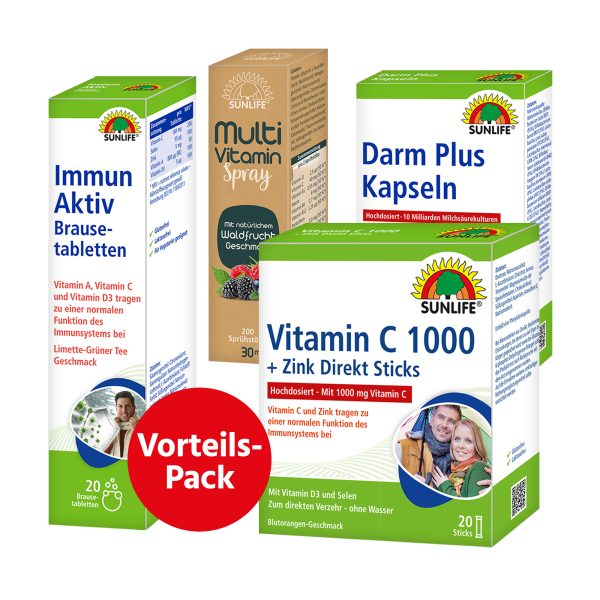 SUNLIFE® Vorteils-Pack Immunsystem Vitamine & Darmgesundheit für starke Abwehrkräfte