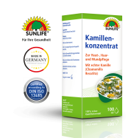 SUNLIFE® Kamillenkonzentrat 100 ml Beruhigend Pflege Haarpflege Badezusatz Magen-Darm Mundpflege, Pflege empfindlicher Haut + echte Kamille