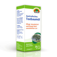 SUNLIFE® Australisches Teebaumöl 30 ml Terpene Pflegeöl Reinigend Natürlich Hautpflege Porenreinigung Pickel + schnelles Einziehen und Vitamin E