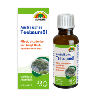 SUNLIFE® Australisches Teebaumöl 30 ml Terpene Pflegeöl Reinigend Natürlich Hautpflege Porenreinigung Pickel + schnelles Einziehen und Vitamin E