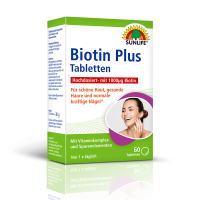 SUNLIFE® Biotin Plus 60 Tabletten hochdosiert für Haut Haare Nägel + Selen Zink Vitamin A B2 B12 C D3 E Mangan Kupfer Komplex