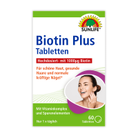 SUNLIFE® Biotin Plus 60 Tabletten hochdosiert für Haut Haare Nägel + Selen Zink Vitamin A B2 B12 C D3 E Mangan Kupfer Komplex