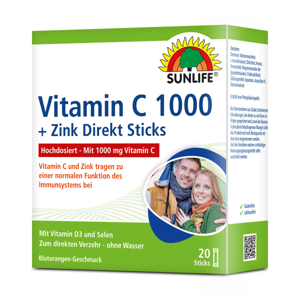SUNLIFE® Vitamin C 1000mg + Zink Direkt Sticks