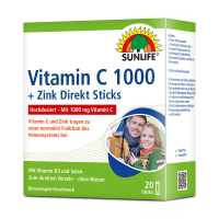 SUNLIFE® Vitamin C 1000 mg hochdosiert 20 Direkt Sticks + Zink Selen Vitamin D3 Komplex Immunsystem Gesundheit