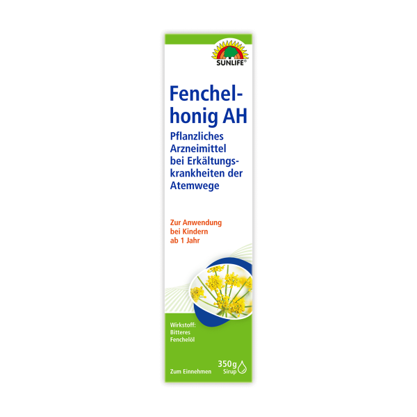 SUNLIFE® Fenchelhonig AH 350g Erkältung Infektionen Fenchelfrüchte Schleim Husten Reizhusten + ätherische Öl