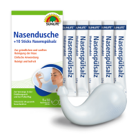 SUNLIFE® Nasendusche + 10 Sticks Nasenspülsalz Nasenspülung bei Erkältung/Pollen Erkältung Allergie Nasenreinigung