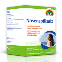 SUNLIFE® Nasenspülsalz 60 Stk zur Nasenreinigung bei Schnupfen Erkältung/Pollen + Befeuchtung mit hochwertiges Natriumchlorid