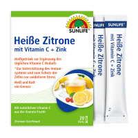 SUNLIFE® Heiße Zitrone 20 Sticks Immunsystem Natürlich Gesundheit Erkältungszeit Wärme Husten Vitamine Aufwärmen + Vitamin C & Zink aus Acerola