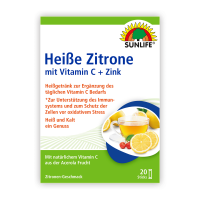 SUNLIFE® Heiße Zitrone 20 Sticks Immunsystem Natürlich Gesundheit Erkältungszeit Wärme Husten Vitamine Aufwärmen + Vitamin C & Zink aus Acerola