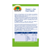 SUNLIFE® Vitamin C + Zink Depot Kapseln 60 Stk Immunsystem Langzeitversorgung Stärkung Abwehrkräfte Gesundheit + Vitalität