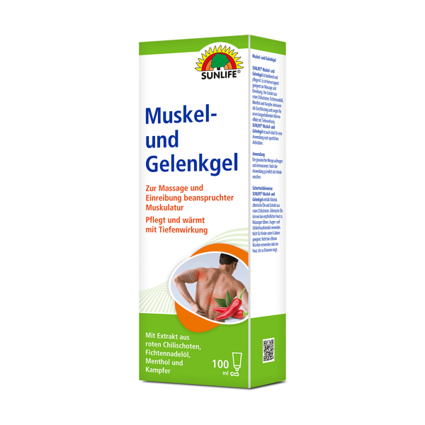 SUNLIFE® Muskel- und Gelenkgel 100 ml Sportverletzungen Gelenke Muskelschmerzen Durchblutung Massage Erfrischend + Fichtennadelöl Menthol Kampfer Capsaicin