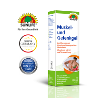 SUNLIFE® Muskel- und Gelenkgel 100 ml Sportverletzungen Gelenke Muskelschmerzen Durchblutung Massage Erfrischend + Fichtennadelöl Menthol Kampfer Capsaicin